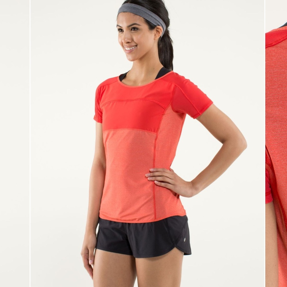Lululemon Run: Fast Track Short Sleeve Love Red Orange Size 8